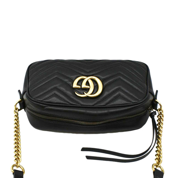 GUCCI GG Marmont Small Matelasse Chevron Leather Crossbody Camera Bag Black 447632