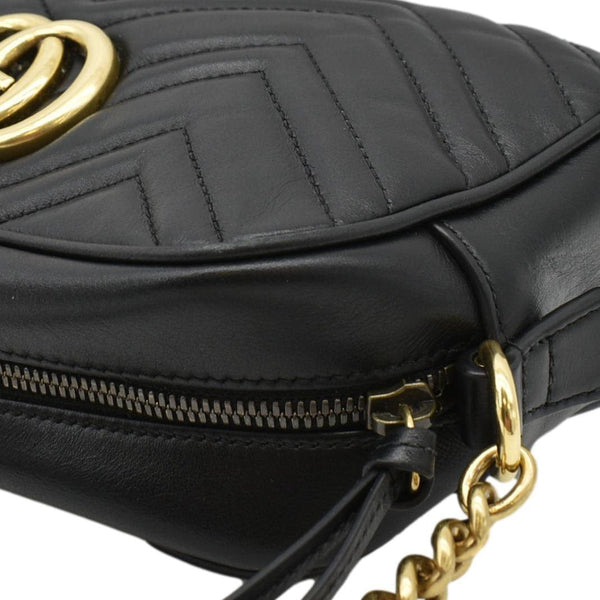 GUCCI GG Marmont Small Matelasse Chevron Leather Crossbody Camera Bag Black 447632