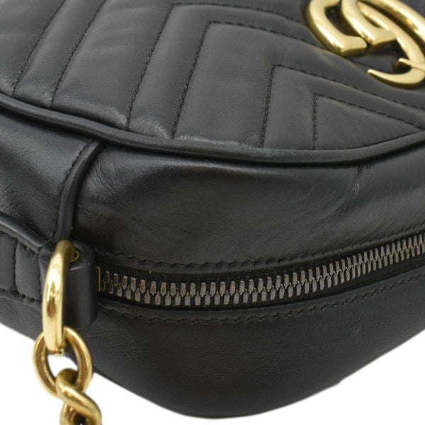 GUCCI GG Marmont Small Matelasse Chevron Leather Crossbody Camera Bag Black 447632