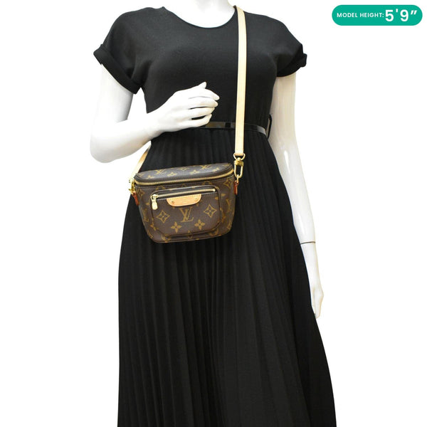 LOUIS VUITTON Mini Monogram Canvas Bumbag Brown dummy look