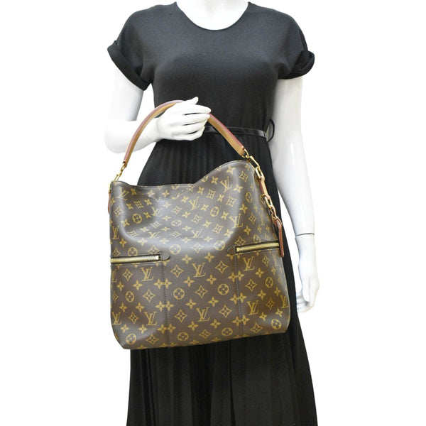 LOUIS VUITTON Melie Monogram Canvas Hobo Bag Brown dummy look