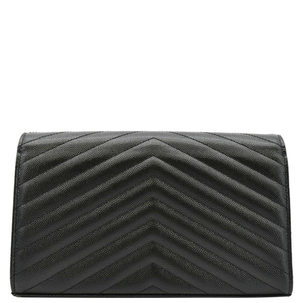 YVES SAINT LAURENT Cassandre Chain Wallet Leather Crossbody Bag Black