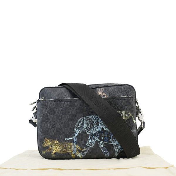 LOUIS VUITTON Trio Damier Graphite Wild Animals Messenger Bag Black