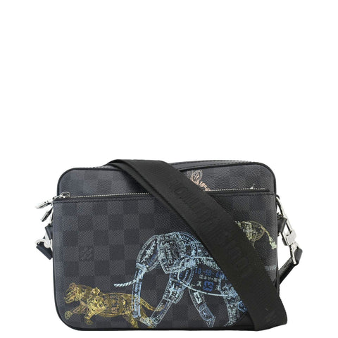 LOUIS VUITTON Trio Damier Graphite Wild Animals Messenger Bag Black
