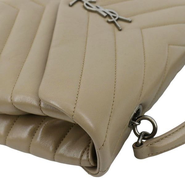 YVES SAINT LAURENT Loulou Top Handle Quilted Leather Shoulder Bag Beige