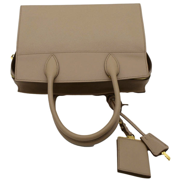 PRADA Esplanade Medium Saffiano Leather Shoulder Bag Beige upper look