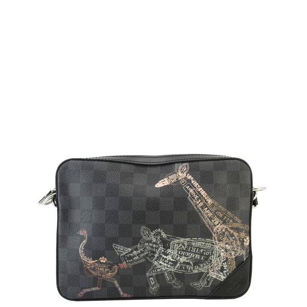 LOUIS VUITTON Trio Damier Graphite Wild Animals Messenger Bag Black