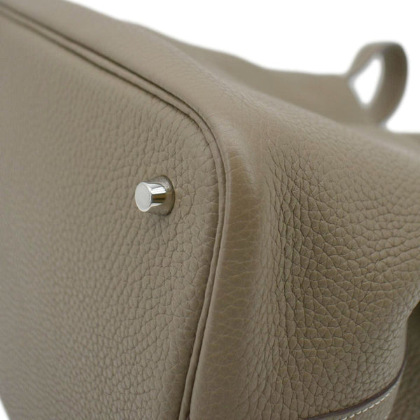 HERMES Picotin Lock 22 MM Taurillon Clemence Leather Hobo Bag Etoupe