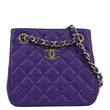 CHANEL CC Quilted Caviar Leather Tote Bucket Bag Purple