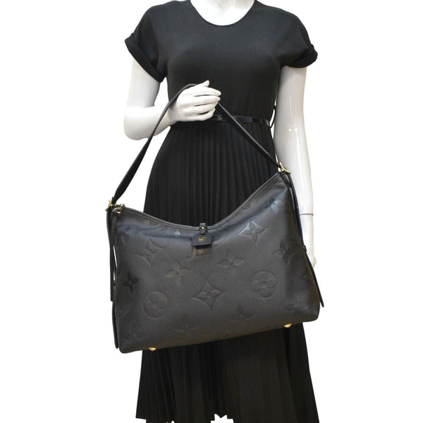 LOUIS VUITTON Carryall MM Empreinte Leather Shoulder Bag Black