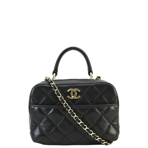 CHANEL Trendy CC Bowling Quilted Leather Shoulder Bag Black