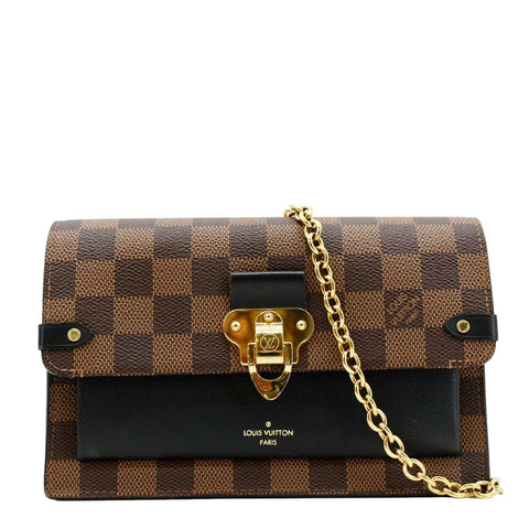 LOUIS VUITTON Vavin PM Damier Ebene Chain Crossbody Bag Black