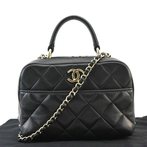 CHANEL Trendy CC Bowling Quilted Leather Shoulder Bag Black