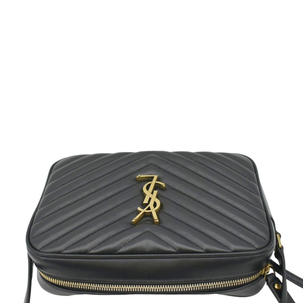 YVES SAINT LAURENT Lou Chevron Leather Camera Crossbody Bag Black