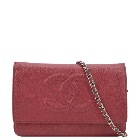 CHANEL Timeless WOC Caviar Leather Wallet on Chain Shoulder Bag Red