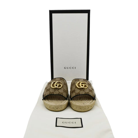 GUCCI Espadrilles GG Canvas Mules Beige 620120