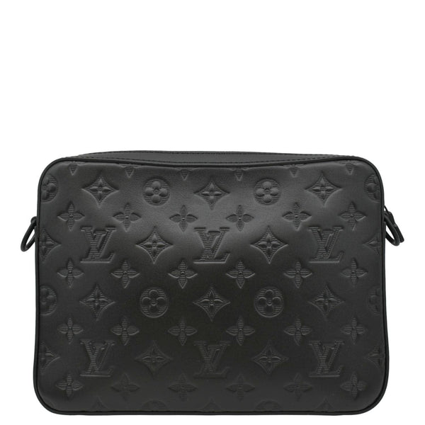 LOUIS VUITTON Duo Messenger Shadow Monogram Leather Crossbody Bag Black
