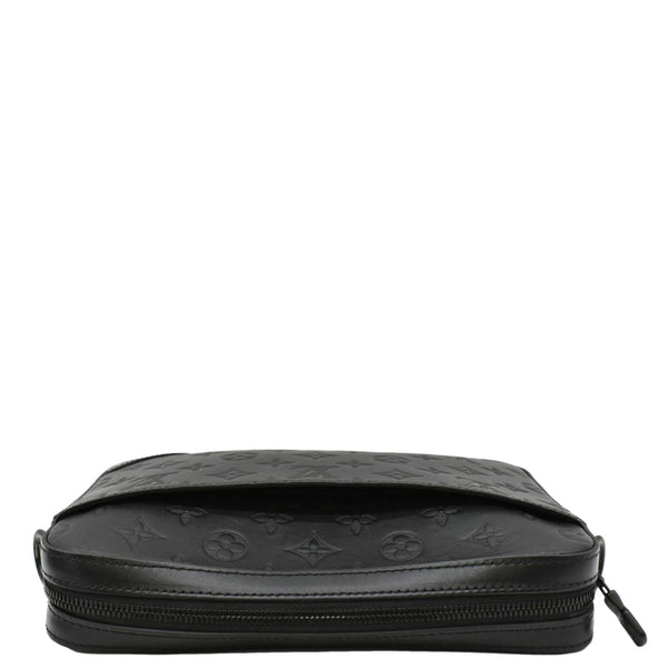 LOUIS VUITTON Duo Messenger Shadow Monogram Leather Crossbody Bag Black