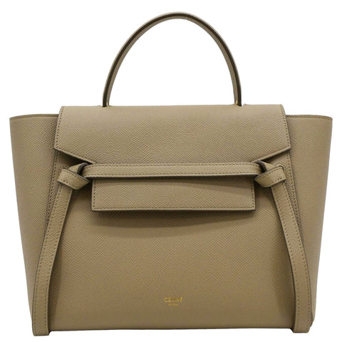 CELINE Mini Belt Grained Calfskin Leather Shoulder Bag Beige