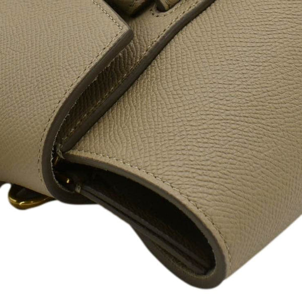 CELINE Mini Belt Grained Calfskin Leather Shoulder Bag Beige