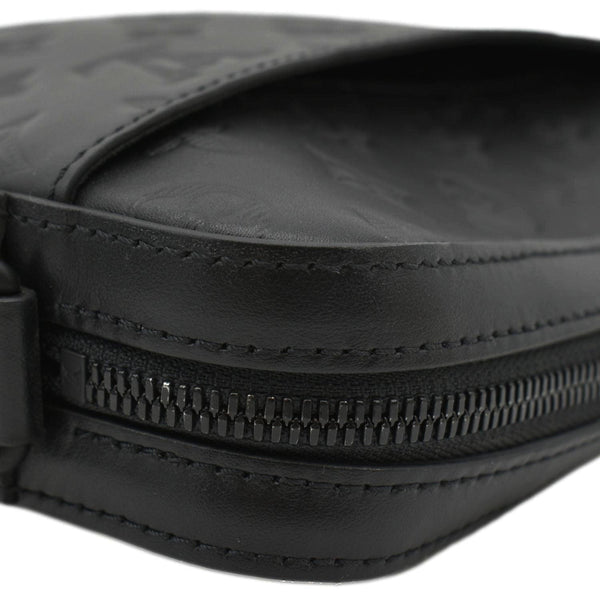 LOUIS VUITTON Duo Messenger Shadow Monogram Leather Crossbody Bag Black