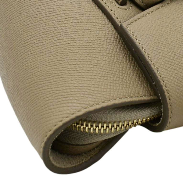 CELINE Mini Belt Grained Calfskin Leather Shoulder Bag Beige