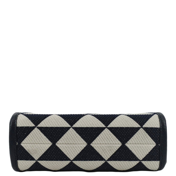 PRADA Triangolo Mini Jacquard Symbole Tote Crossbody Bag Navy Blue