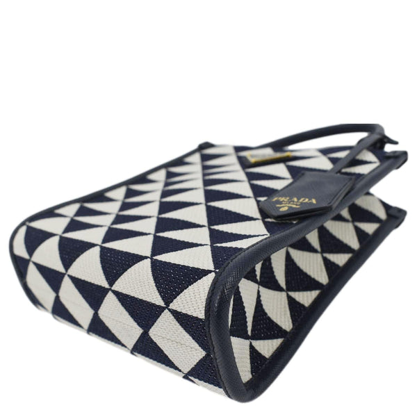 PRADA Triangolo Mini Jacquard Symbole Tote Crossbody Bag Navy Blue