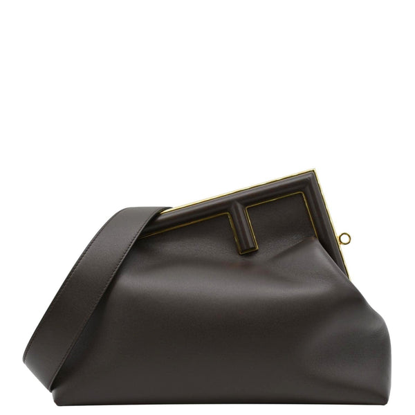 FENDI First Medium Leather Shoulder Bag Dark Brown