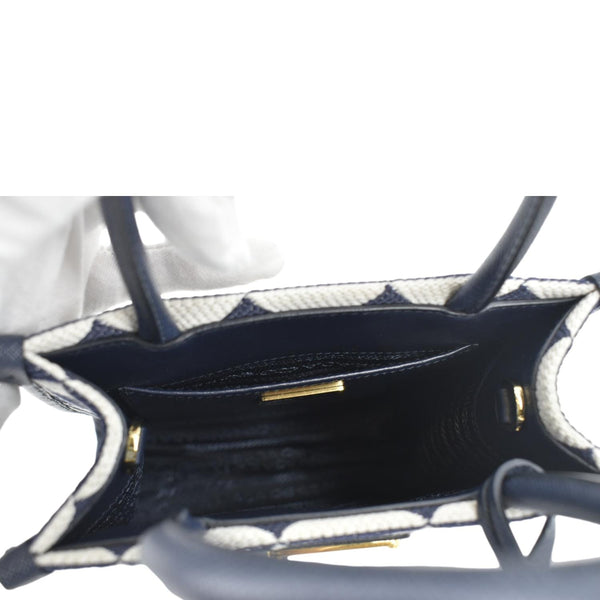 PRADA Triangolo Mini Jacquard Symbole Tote Crossbody Bag Navy Blue