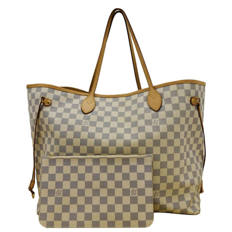 LOUIS VUITTON Neverfull GM Damier Azur Tote Shoulder Bag White