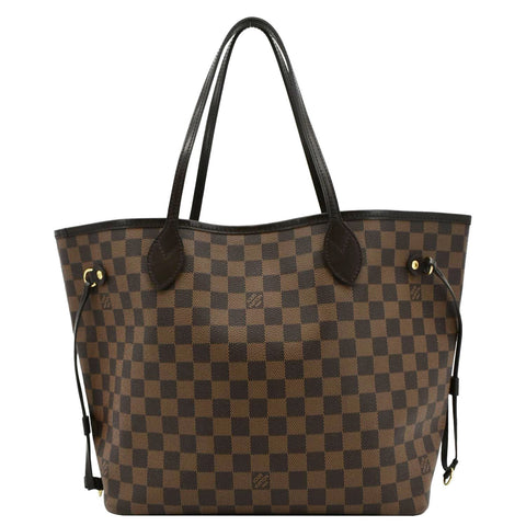LOUIS VUITTON Neverfull MM Damier Ebene Tote Bag Brown