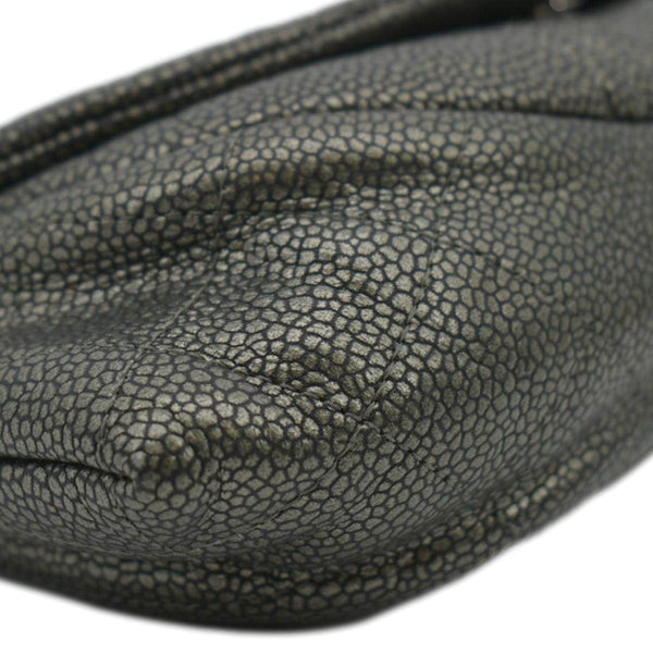 CHANEL Half Moon Caviar Leather Wallet on Chain Crossbody Bag Gray