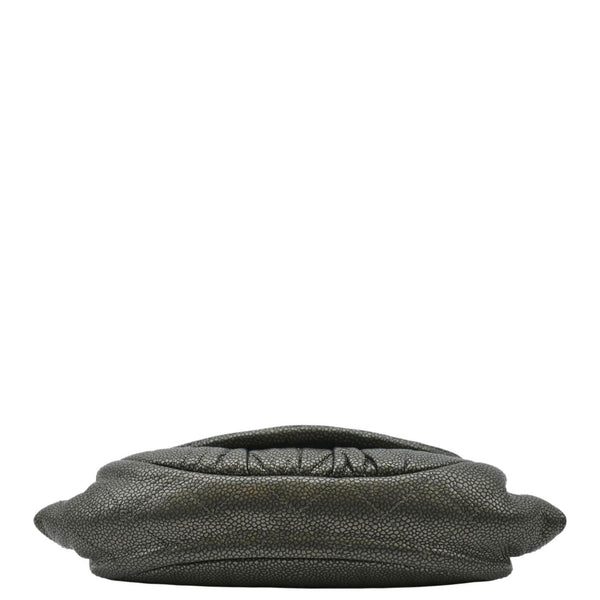 CHANEL Half Moon Caviar Leather Wallet on Chain Crossbody Bag Gray