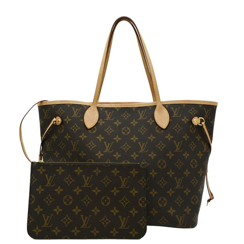 LOUIS VUITTON Neverfull MM Monogram Canvas Tote Bag Brown