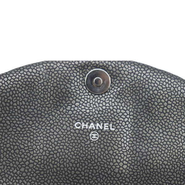 CHANEL Half Moon Caviar Leather Wallet on Chain Crossbody Bag Gray