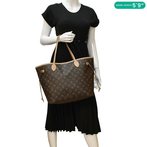 LOUIS VUITTON Neverfull MM Monogram Canvas Tote Bag Brown