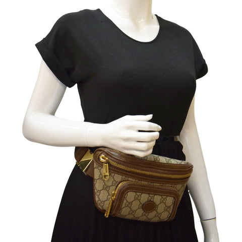GUCCI Interlocking G Supreme Canvas Belt Bag Beige 682933