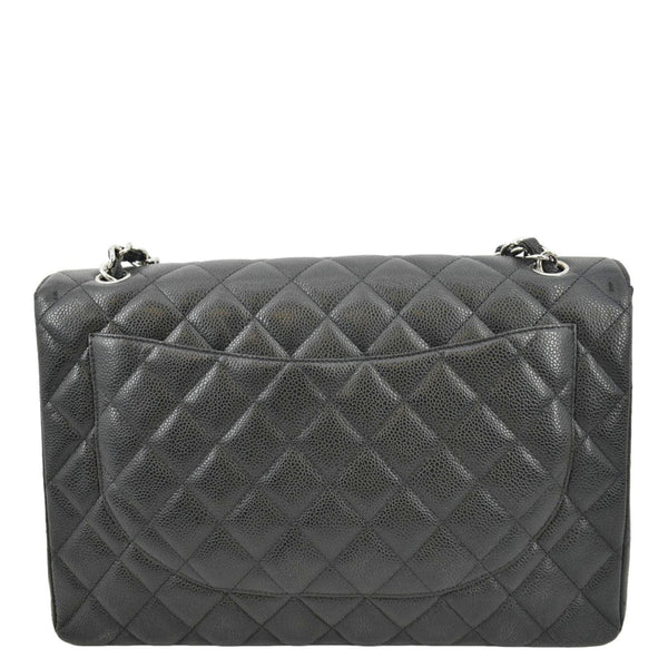CHANEL Classic Maxi Single Flap Quilted Caviar Leather Shoulder Bag Black