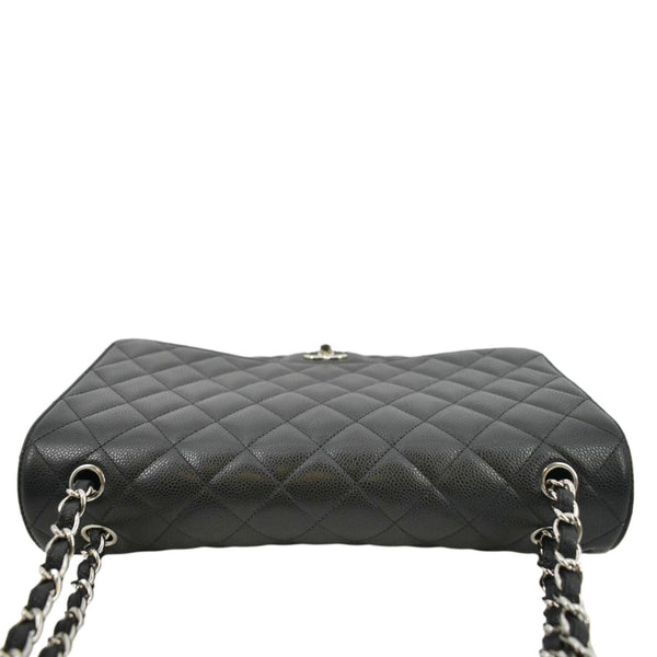 CHANEL Classic Maxi Single Flap Quilted Caviar Leather Shoulder Bag Black
