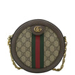 Ophidia Mini GG Round Supreme Monogram Web Crossbody Bag Beige 550618