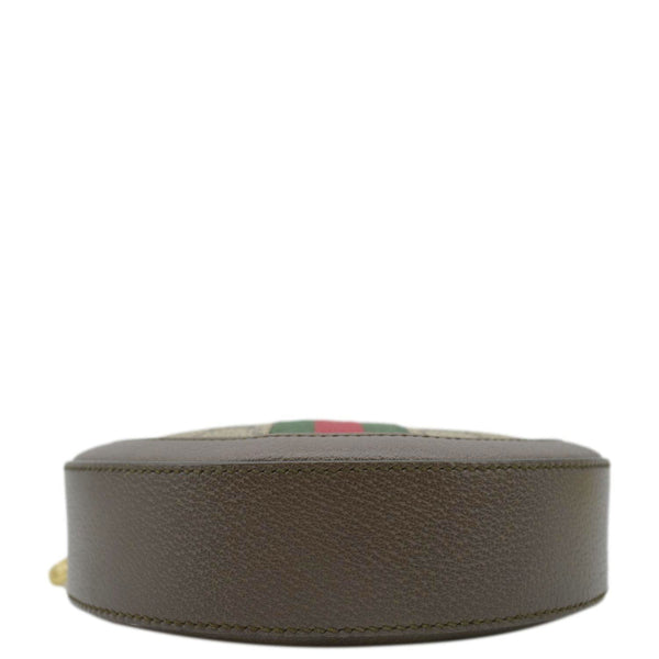 Ophidia Mini GG Round Supreme Monogram Web Crossbody Bag Beige 550618