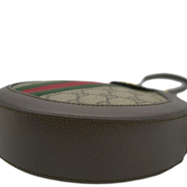 Ophidia Mini GG Round Supreme Monogram Web Crossbody Bag Beige 550618