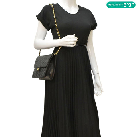 CHANEL Half Flap Shoulder Bag Black dummy look