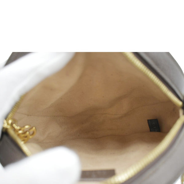 Ophidia Mini GG Round Supreme Monogram Web Crossbody Bag Beige 550618