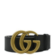 GUCCI Double G Buckle Leather Belt Size 95.38 Black 601254