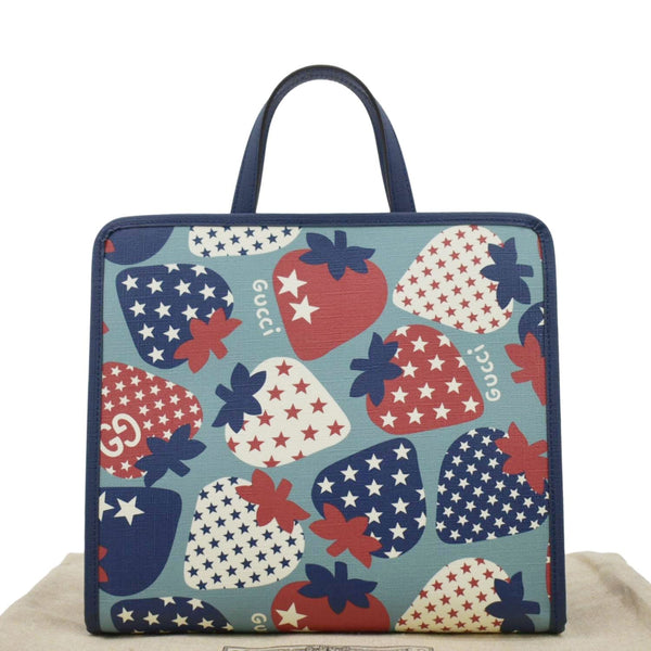 GUCCI Children's Strawberry Star Canvas Tote Bag Blue 605614