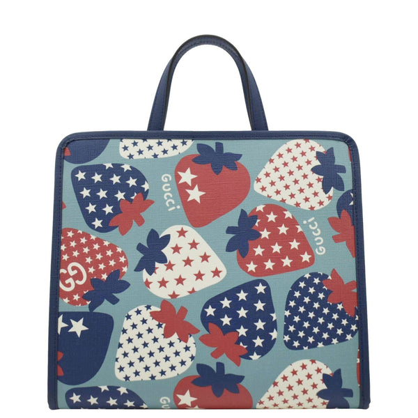 GUCCI Children's Strawberry Star Canvas Tote Bag Blue 605614