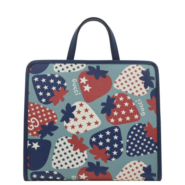 GUCCI Children's Strawberry Star Canvas Tote Bag Blue 605614