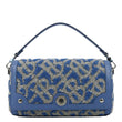 BURBERRY Note TB Small Sequins Yarn Shoulder Bag Blue